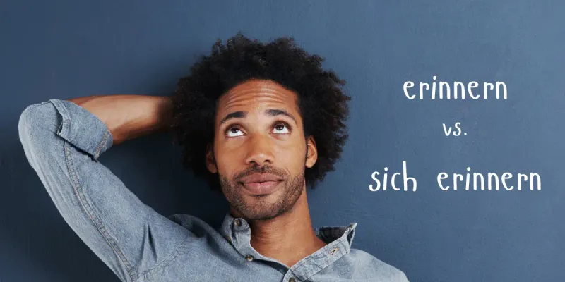 Man thinking about the difference between erinnern and sich erinnern in German.