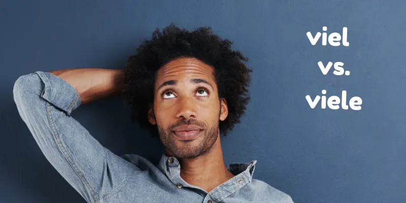 Man thinking about the difference between viel and viele in German.